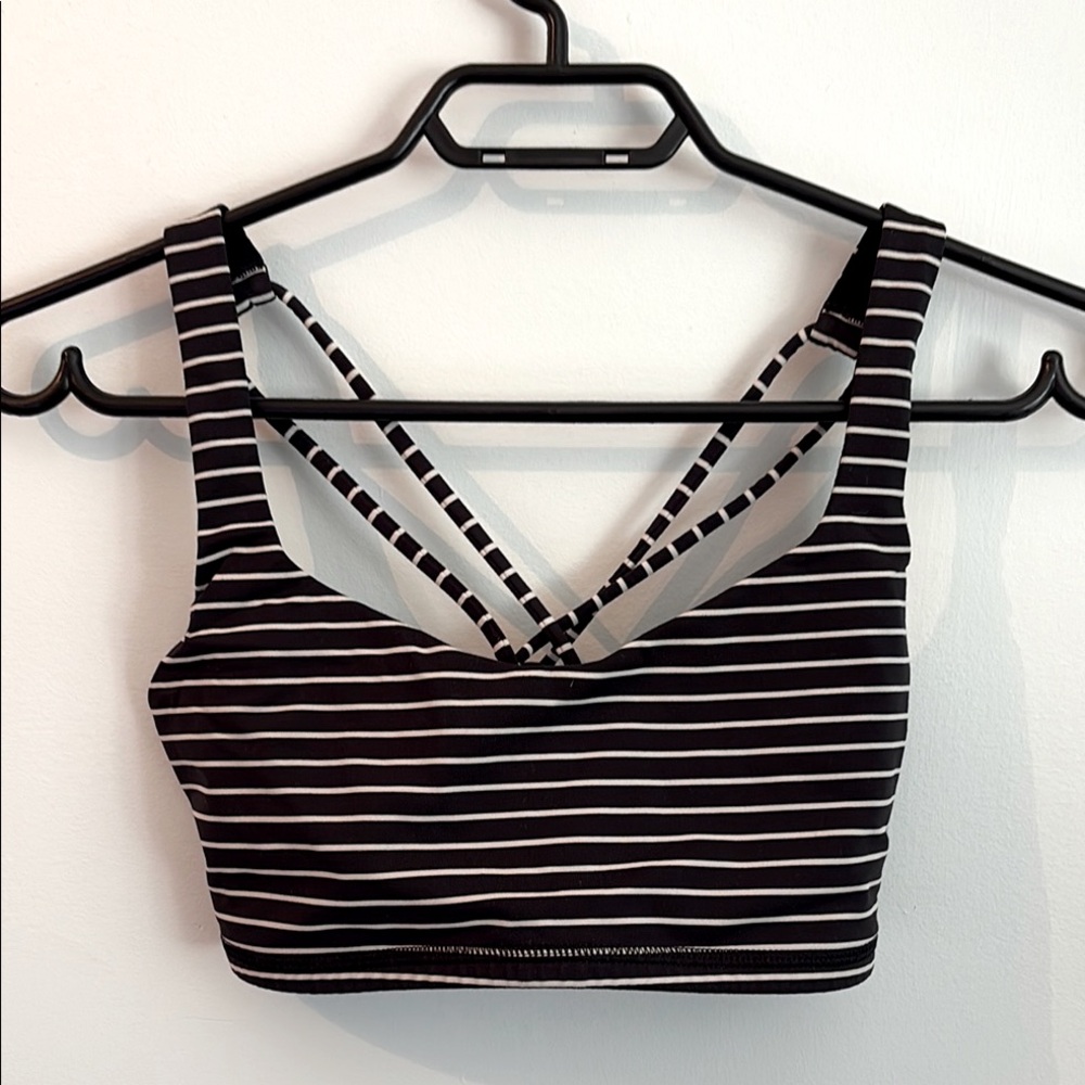lululemon athletica Black and White Striped Bra